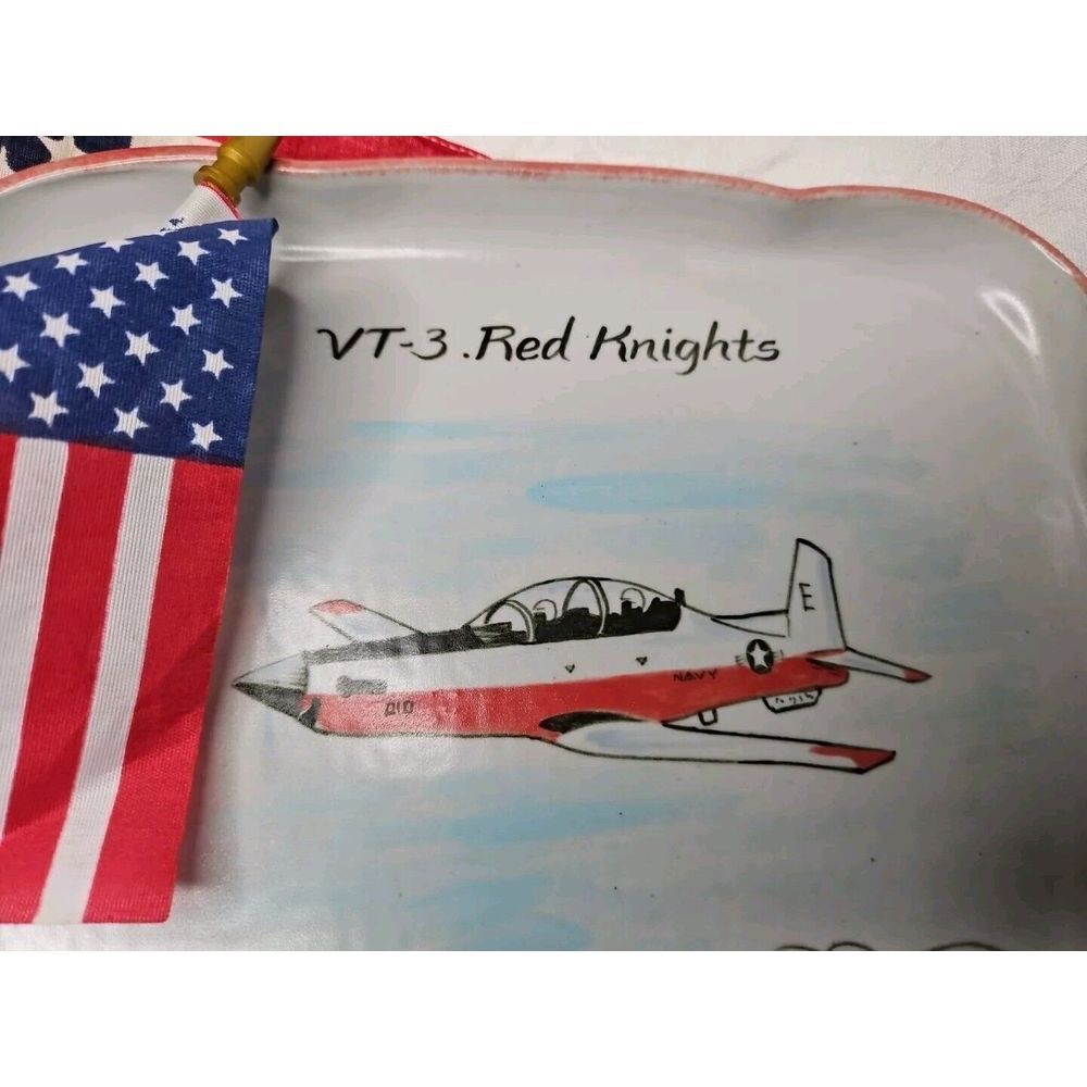 VT-3 RED KNIGHTS U.S. NAVY Naval Aviator Training Squadron Tray Art Pottery‎ - Picture 6 of 12